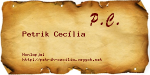 Petrik Cecília névjegykártya